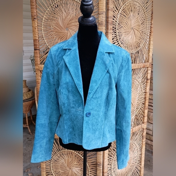 metrostyle Jackets & Blazers - Vintage Metro Style Teal Suede Leather Women's Jacket_10
